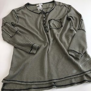 Olive-ish long sleeve shirt half button up
